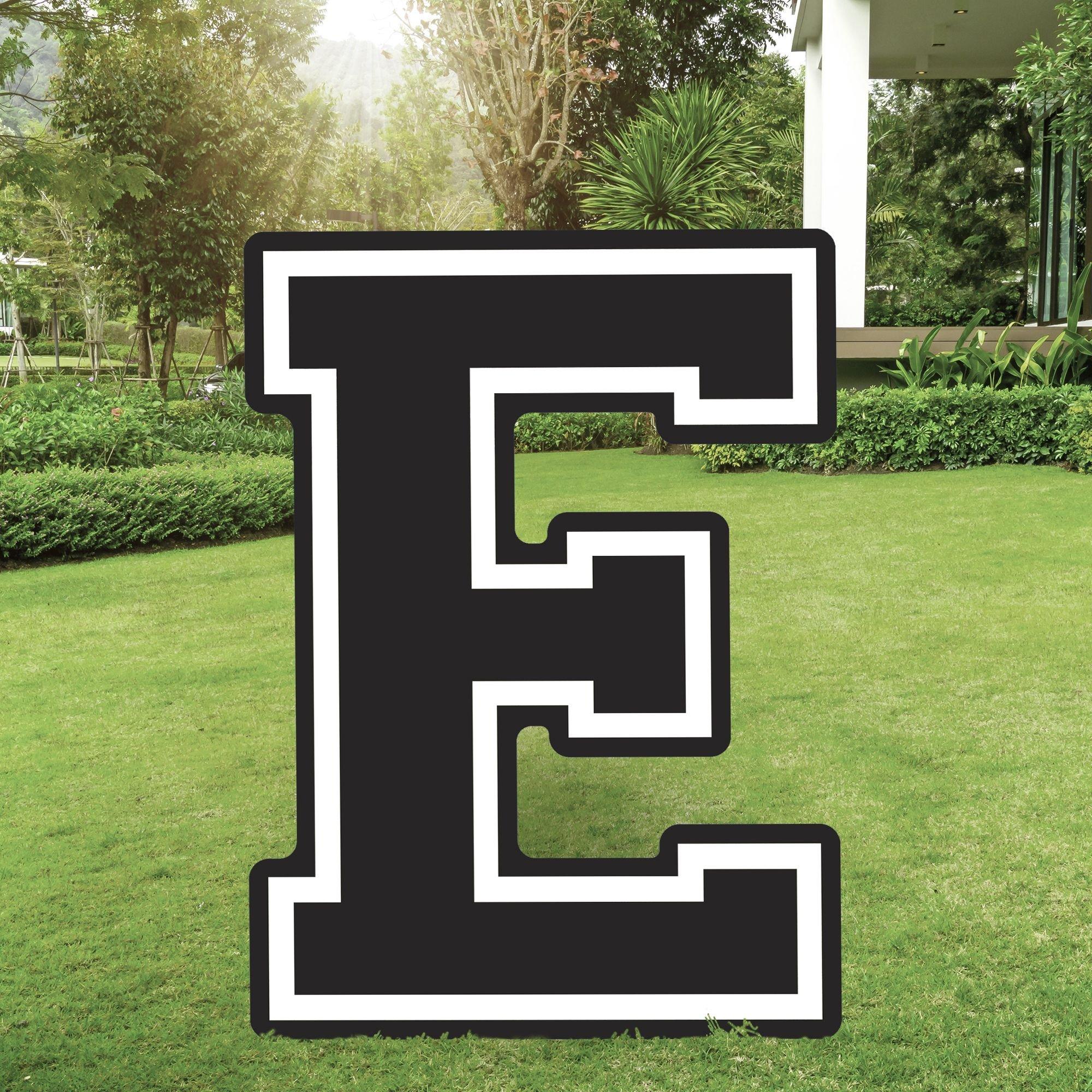 Black Collegiate Letter (E) Corrugated Plastic Yard Sign, 30in Party City